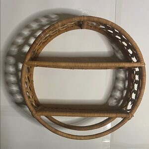 😄Vintage decorative round rattan or wicker wall shelf,bohemian aesthetic